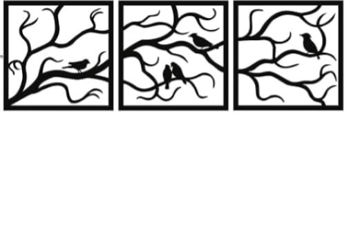 BLIND SHOP Metal Wall Art, Birds on Branch 3 Pieces, Metal Tree Wall Art, Tree Sign, Metal Wall Decor, Interior and Outdoor Decoration, 3 Panels Wall Hangings