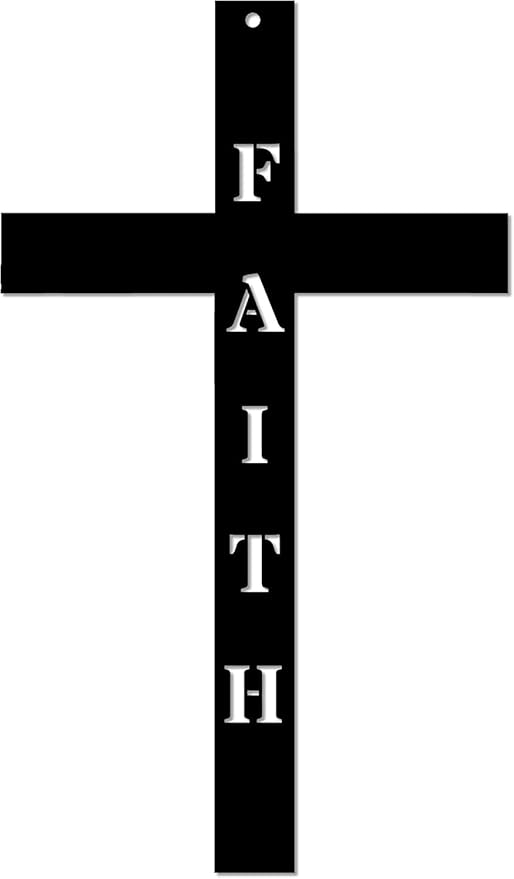 Christian Faith Cross Wall Decor - Jesus God Crucifix Cross Metal Wall Sign, Religious Hanging Wall Art, Faith-Based Indoor & Outdoor Christian Decoration.(40x23x1.5 CM)