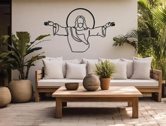 Jesus Line Metal Wall Art | Christian Home Decor | Religious Wall Hanging for Living Room, Bedroom | Easter Gift | Jesus Portrait Art | Metal Wall Sculpture India