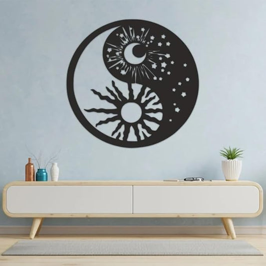 Yin yang symbol sun moon buddhism, (42x42 Cm) Yin Yang Metal Wall Art,Metal Wall Decor,Perfect for Indoor and Outdoor Spaces,Wall Sign Gift - My Store