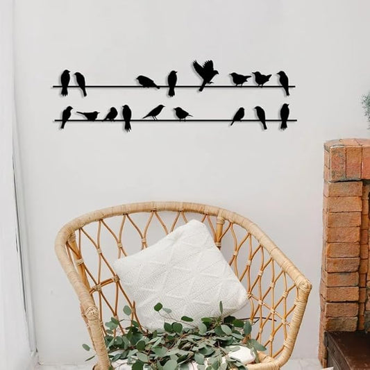 Metal Wall Art, Metal Decor Birds on a wire, Indoor outdoor garden sign, Gift for home decor, Door entry Wall hangings, Outdoor metal birds - My Store