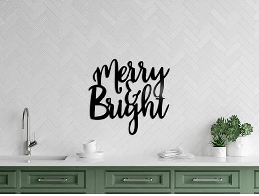 Merry and Bright Christmas Sign | Holiday Decor | Holiday Door Hanger | Metal Wall Art