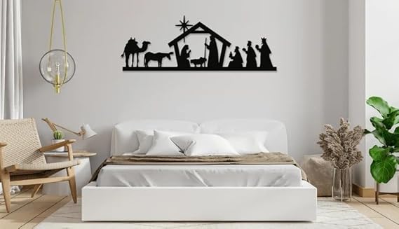 BLIND SHOP Nativity Metal Wall Decor, Nativity, Nativity Sign, Nativity Star, Jesus, Jesus, Christian, Christian Art, Christmas, Gift (40x15x1.5