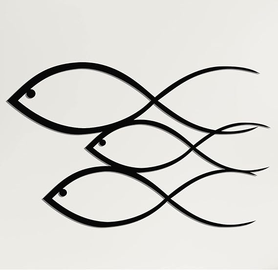 BLIND SHOP Fish Family Metal Wall Art – Elegant Animals Metal Wall Decor for Home, Office, Bedroom, or Living Room (46x29x1.5 CM)