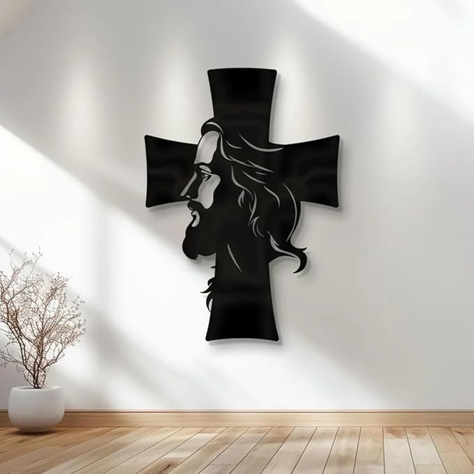 Metal Wall Art, Metal Jesus Wall Decor, Metal Jesus and the Cross Decor,Large Jesus Metal Wall Art, Christian Home Decor, Jesus Cross Decor BLIND SHOP JAIPUR