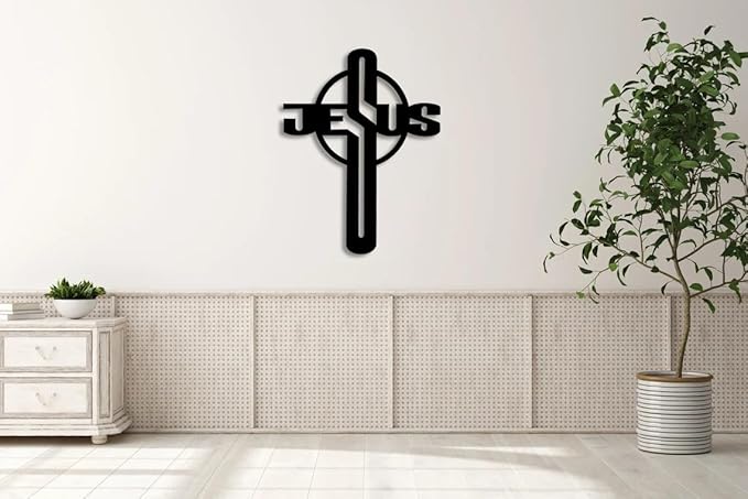 Jesus Metal Wall Art | Jesus Cross Wall Hanging | Religious Metal Wall Sculpture | Christian Home Decor | Faith-Inspired Metal Art Work. BLIND SHOP JAIPUR