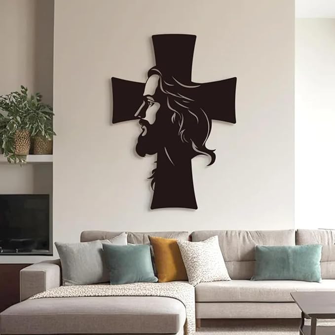 Metal Wall Art, Metal Jesus Wall Decor, Metal Jesus and the Cross Decor,Large Jesus Metal Wall Art, Christian Home Decor, Jesus Cross Decor BLIND SHOP JAIPUR