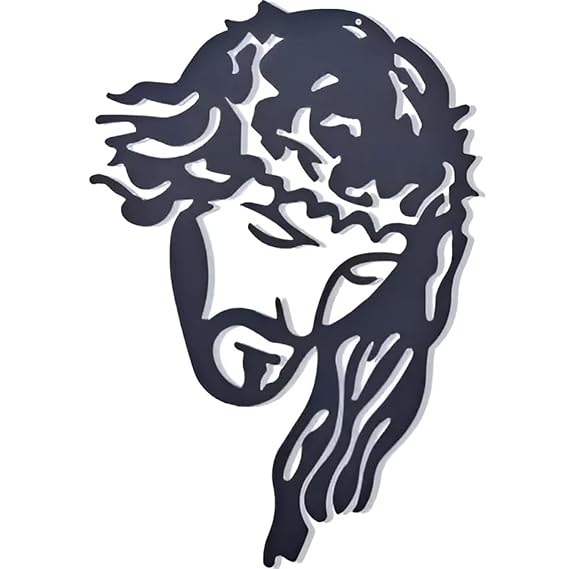 BLIND SHOP Metal Jesus Face Decorative Wall Hanging | Christian Wall Art | Metal Art Sculpture of Lord Jesus | Religious Home Decor | Faith-Inspired Wall Decoration (32x24x1.5 Cm)