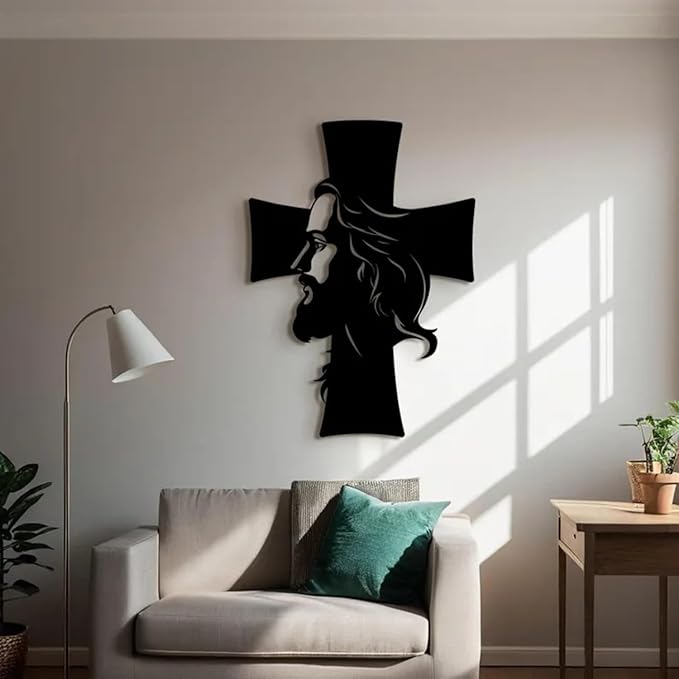 Metal Wall Art, Metal Jesus Wall Decor, Metal Jesus and the Cross Decor,Large Jesus Metal Wall Art, Christian Home Decor, Jesus Cross Decor BLIND SHOP JAIPUR