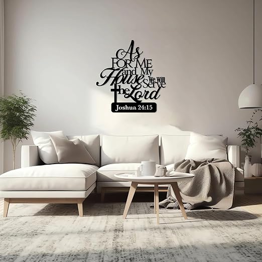 BLIND SHOP As For Me and My House We Will Serve The Lord Wall Sign, Christian Metal Wall Art, Religious Decor, Bible Verse Sign, Gift for Christians - My Store