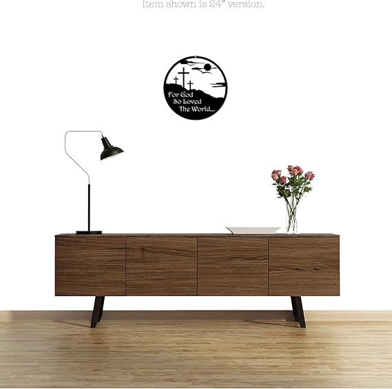 BLIND SHOP For God So Loved The World Metal Wall Sign - Inspirational John Bible Verse Wall Art, Christian Faith Cross Decor, Religious Metal Hanging Accent, Christianity Home Decoration