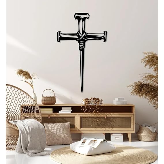 BLIND SHOP Cross Faith Metal Wall Art, Christian Religious Decor, Jesus Cross Metal Wall Decor, Christian Home Gift, Faith Decor, Easter Home Decor Art