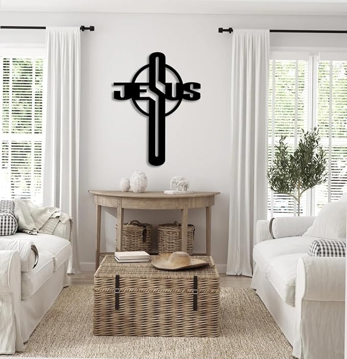 Jesus Metal Wall Art | Jesus Cross Wall Hanging | Religious Metal Wall Sculpture | Christian Home Decor | Faith-Inspired Metal Art Work. BLIND SHOP JAIPUR