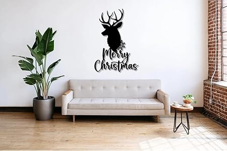 BLIND SHOP Reindeer Metal Sign, Merry Christmas Metal Sign, Unique Gift Sign
