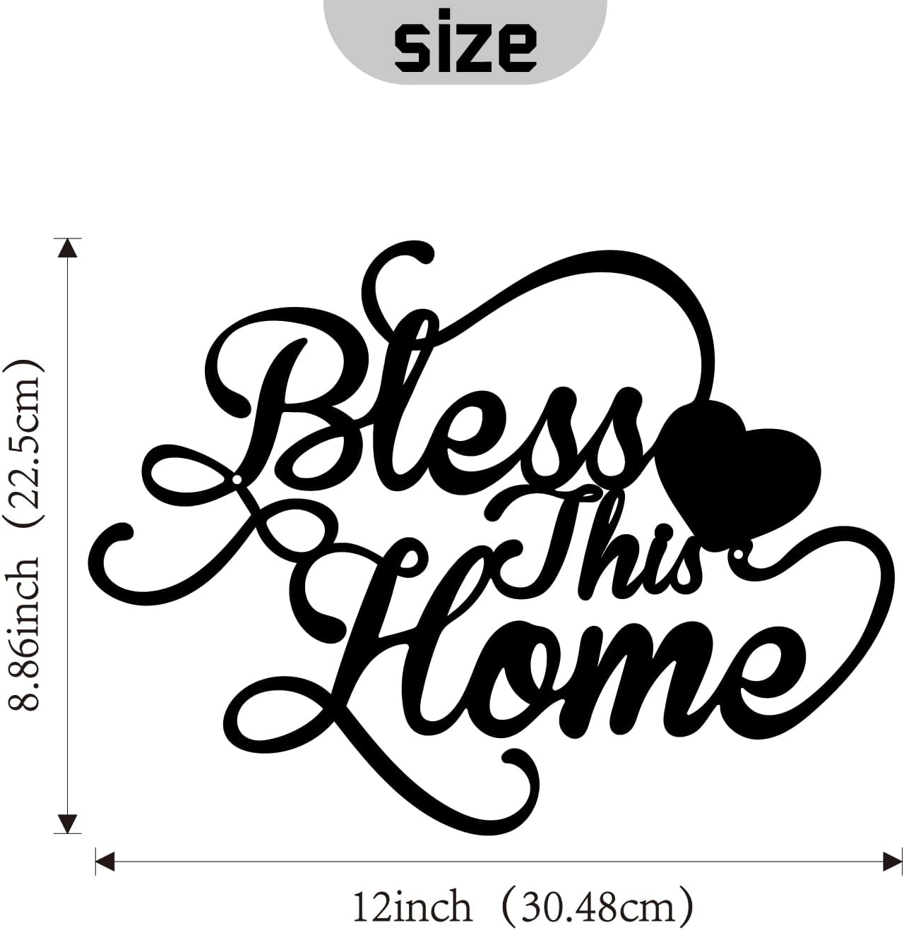 Black Metal Bless This Home Wall Art Farmhouse Entryway Sign Rustic Outdoor Wall Home Decoration for Bedroom Living Room Office E-46