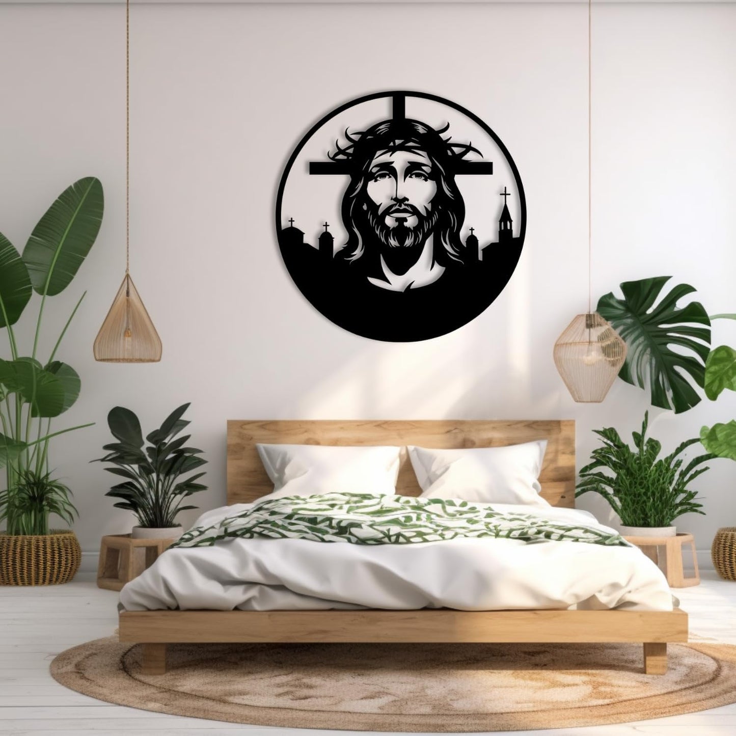 Jesus Metal Wall Art, Black Abstract Line Art for Christian Home Decor Modern Religious Wall Hanging for Living Room E-67