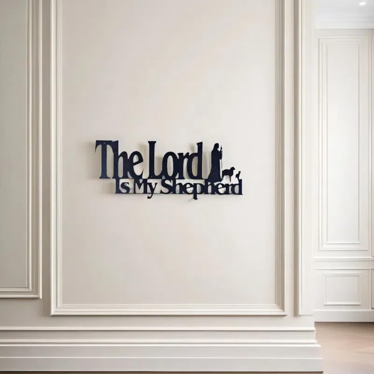Christian Metal Wall Decor 17x7 Inch The Lord Is My Shephard Cathedral House Wall Words Art E-74