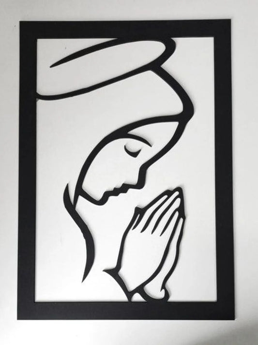 Praying Mother Mary Metal Wall Art Frame