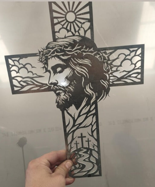 Jesus Cross Dxf Svg Png Files Wall Art Cut File For Cnc Laser Plasma Cricut C-3