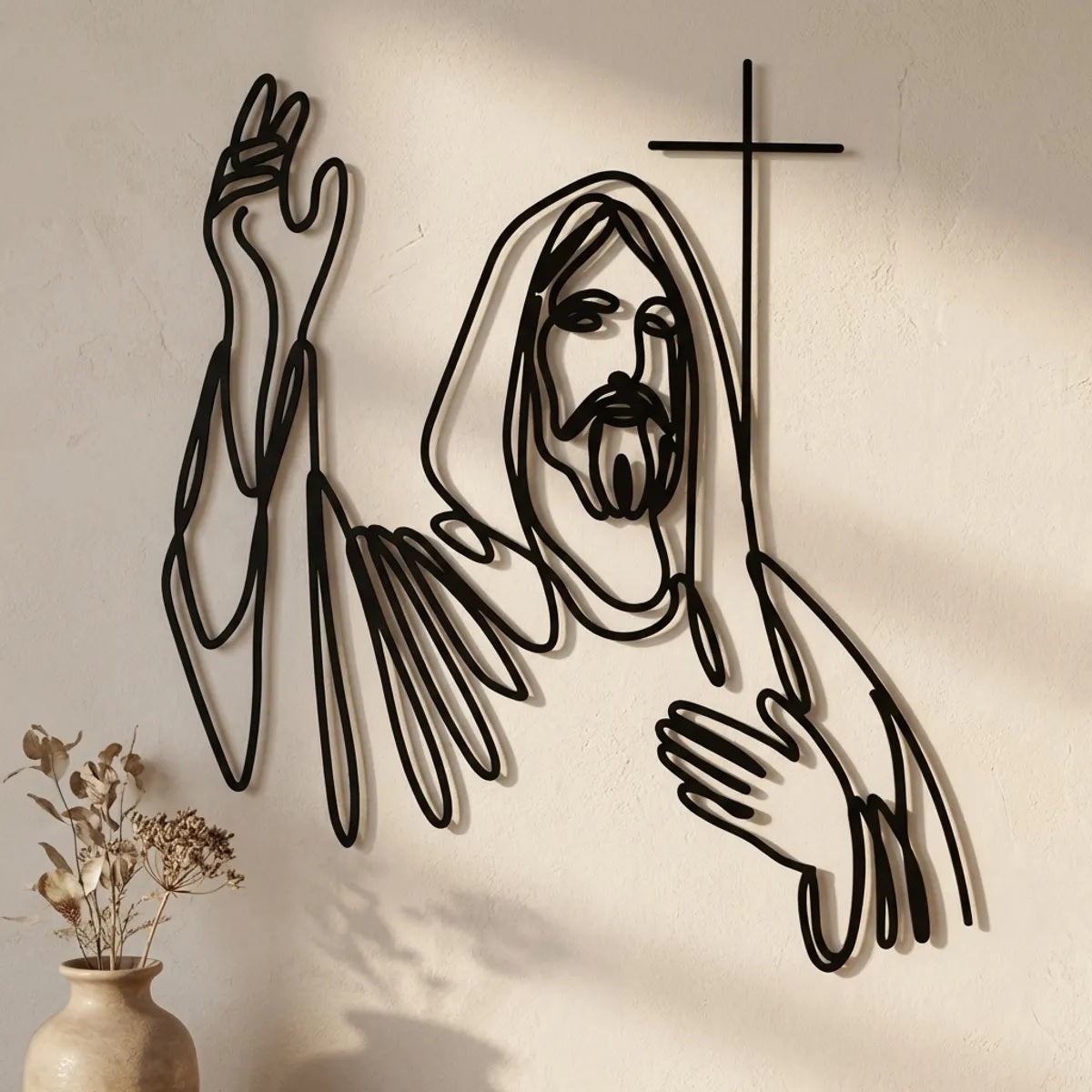 Jesus Christ Metal Wall Art Decor With Cross Metal Wall