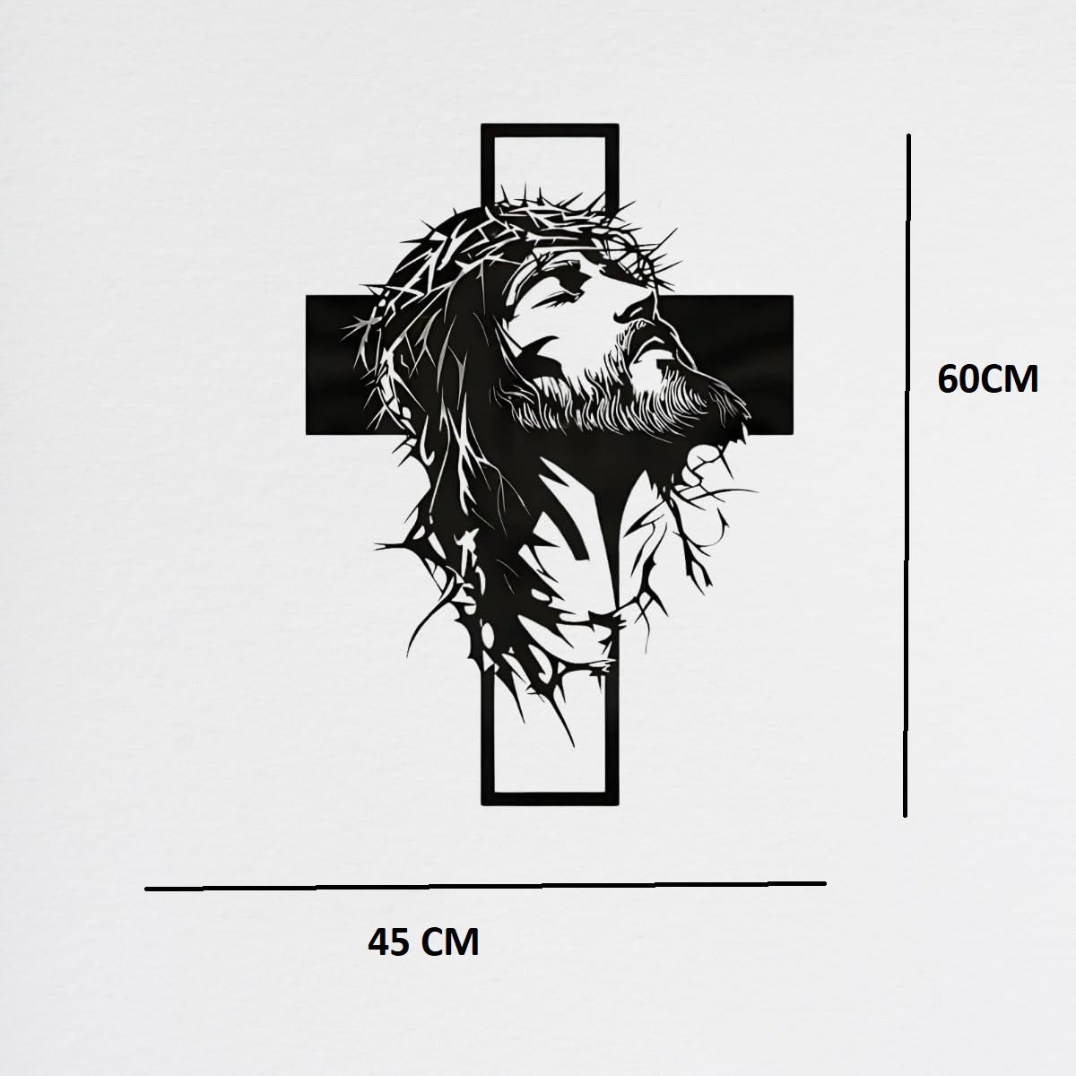Metal Wall Art - Jesus and the Cross Decor, Large Christian Home Decor (57x43x1.5 CM) | Religious Wall Hanging