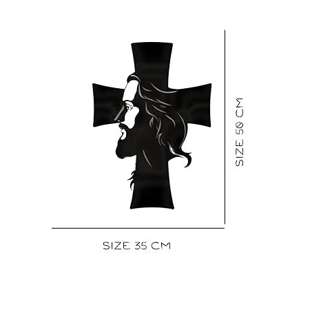 Metal Wall Art, Metal Jesus Wall Decor, Metal Jesus and the Cross Decor,Large Jesus Metal Wall Art, Christian Home Decor, Jesus Cross Decor (50x35x1.5 CM)