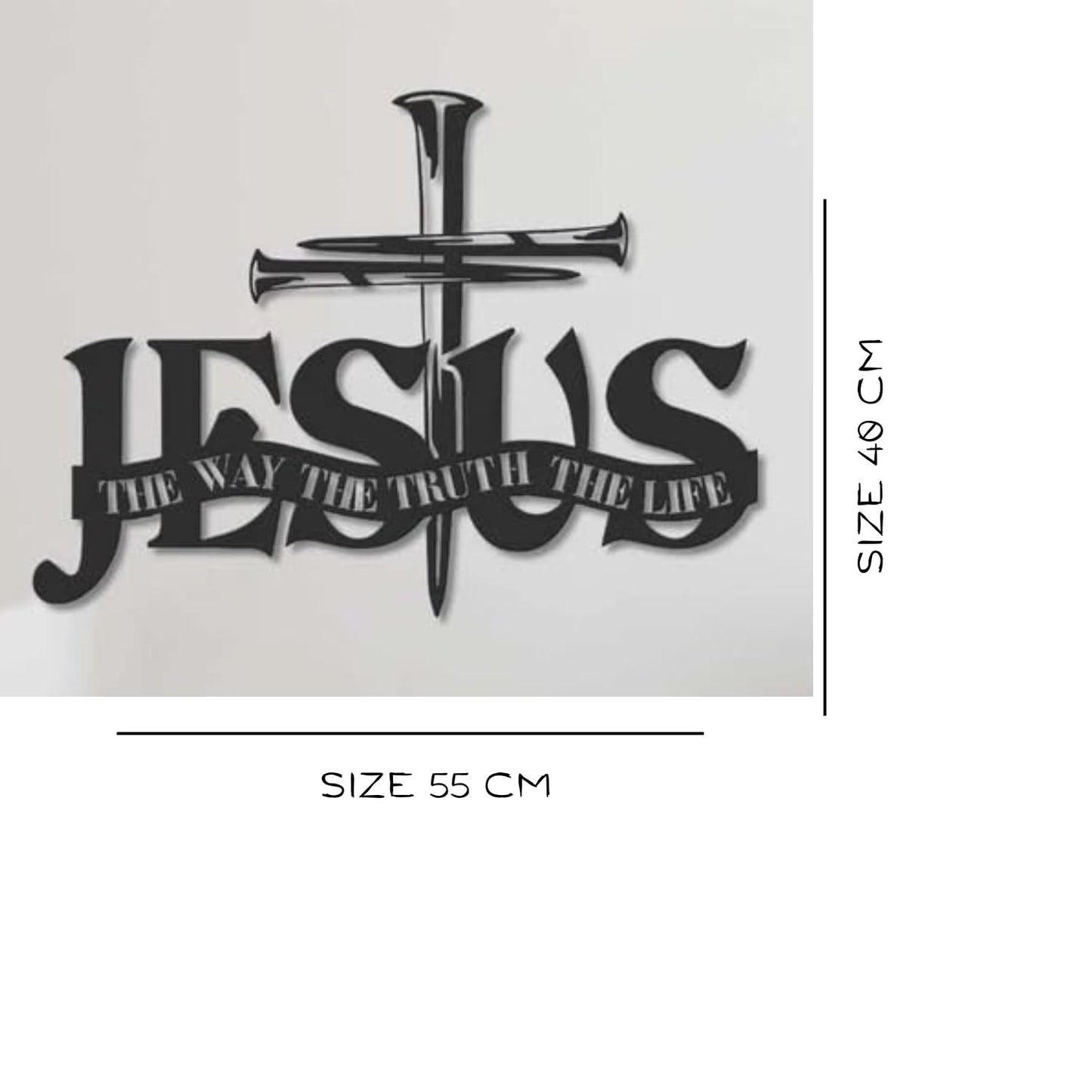 Jesus The Way The Truth The Life Metal Wall Art, Metal Jesus Cross Wall Decor, Cross Wall Mount, Christian Art, Religious Room Decor, Gift for Christian (Gold 1,