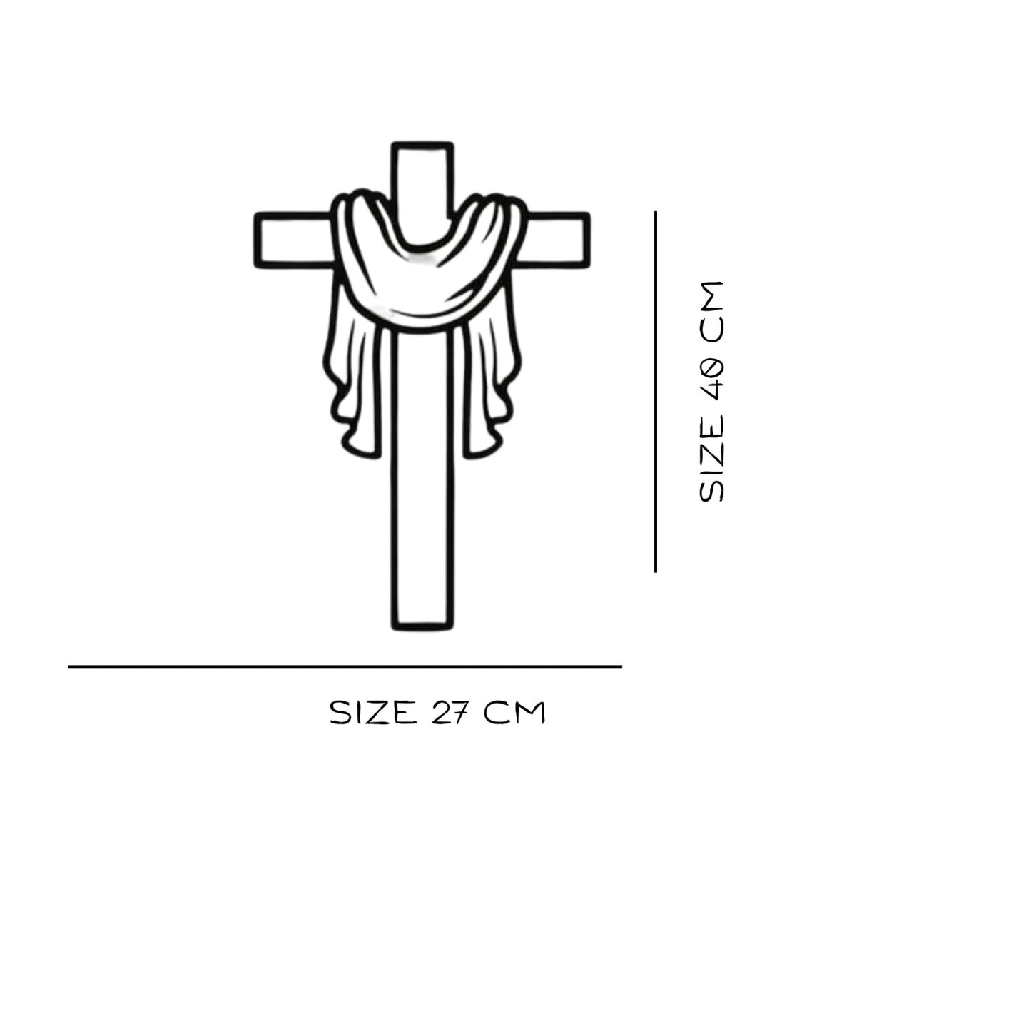 Cross Metal Wall Art - Christian Jesus Wall Decor for Home | Religious Wall Art India | Metal Cross Hanging Decor (40x27x1.5 CM)