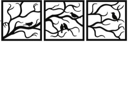 BLIND SHOP Metal Wall Art, Birds on Branch 3 Pieces, Metal Tree Wall Art, Tree Sign, Metal Wall Decor, Interior and Outdoor Decoration, 3 Panels Wall Hangings