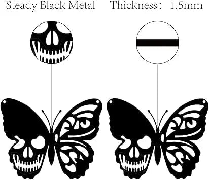 Metal Wall Art Butterfly Skull Decor Wall Hanging Plates Ornaments Iron Wall Art Sculpture Sign for Indoor Outdoor Home Living Room Kitchen Garden Office Gift Black 6.3 x 7.9 Inch - My Store