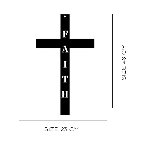 Christian Faith Cross Wall Decor - Jesus God Crucifix Cross Metal Wall Sign, Religious Hanging Wall Art, Faith-Based Indoor & Outdoor Christian Decoration.(40x23x1.5 CM)