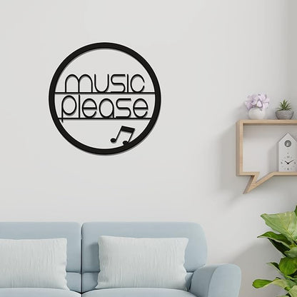 Music Please Designer Wood Wall Hanging - Decorative Home Wall Decor for Living Room - Modern Wooden Hanger for Stylish Decoration BLIND SHOP JAIPUR