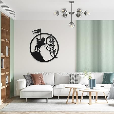 Chhatrapati Shivaji (55X46 CM) Maharaj Metal Hanging Wall Decor Art | Item for Home Decor, Living Room, Office, Drawing Room, Hall Decoration | Matte Black - My Store