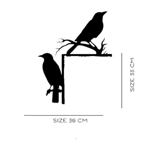BLIND SHOP Crow On Branch Door Corner Metal Wall Art, Black Raven On Branch Door Topper, Black Crow Door Hanging, Raven Bedroom Door Decoration (33x30x1.5 CM)