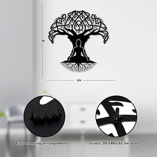 Buddha Under Tree Wall Hanging Arts Home Decor, Durable, good ambience Metal Wall Art For Bedroom,Living Room,Drawing room,Hotel,Office,Home Garden - My Store