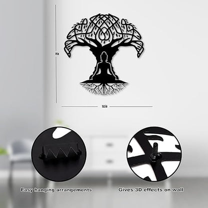 Buddha Under Tree Wall Hanging Arts Home Decor, Durable, good ambience Metal Wall Art For Bedroom,Living Room,Drawing room,Hotel,Office,Home Garden - My Store