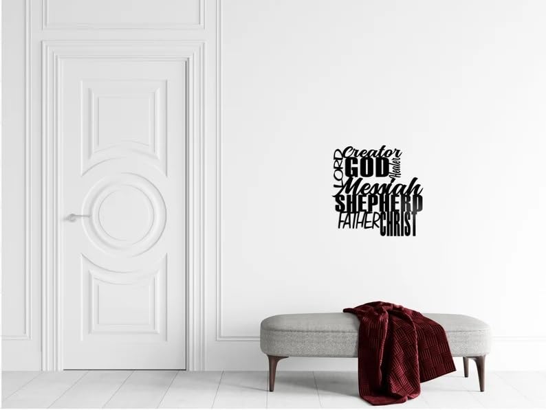 Names of God Sign, God Word Cloud, Christian Home Decor | Cross Wall Decor | Metal Wall Art BLIND SHOP JAIPUR
