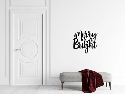 Merry and Bright Christmas Sign | Holiday Decor | Holiday Door Hanger | Metal Wall Art