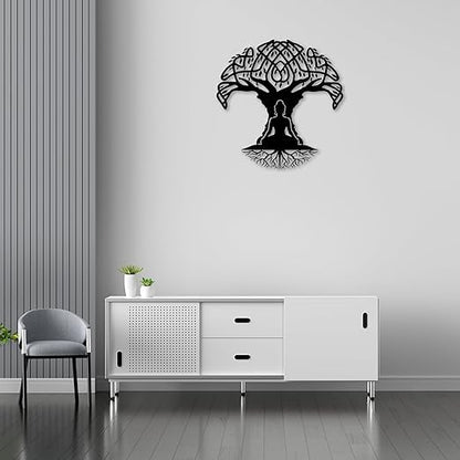 Buddha Under Tree Wall Hanging Arts Home Decor, Durable, good ambience Metal Wall Art For Bedroom,Living Room,Drawing room,Hotel,Office,Home Garden - My Store