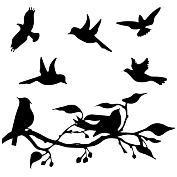 BLIND SHOP 2 Pieces Birds on Branch Metal Wall Art Decor Bird Silhouette Wall Sculpture Black Leaves with Birds Metal Ornament Wall Hanging Sign for Home Garden Office Living Room Decor