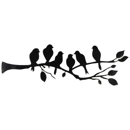 BLIND SHOP Metal Wall Art Decor, (40x25cm) 6 Birds on the Branch Metal Art Wall Decor Hanging for Indoor Outdoor Home Garden,