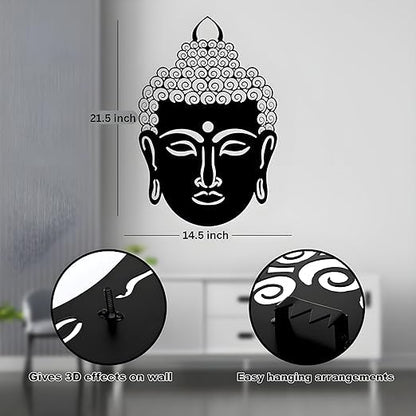 Buddha face Metal Wall Hanging Arts Home Decor, Durable, good ambience Metal Wall Art For Bedroom,Living Room,Drawing room,Hotel,Office,Home Garden - My Store