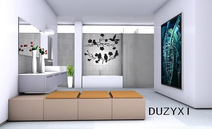 2 Pieces Metal Birds Wall Art Decor on Branch Metal Birds Silhouette Wall Sculpture Black Leaves Flowers and Metal Art Wall Decor for Home Garden Balcony Indoor Outdoor Decor-Flower - My Store