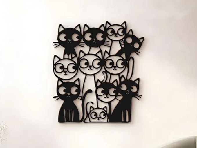 Funny Cats Metal Wall Art, Cute Home Decor Accent, Animal Wall Art - My Store