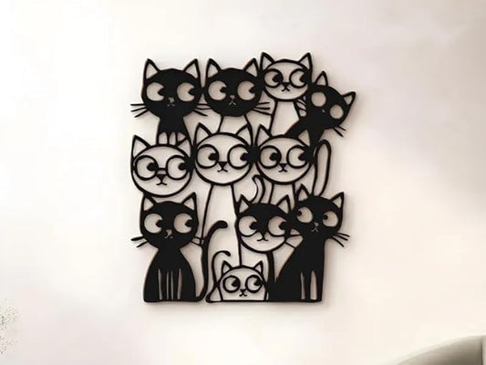 Funny Cats Metal Wall Art, Cute Home Decor Accent, Animal Wall Art - My Store