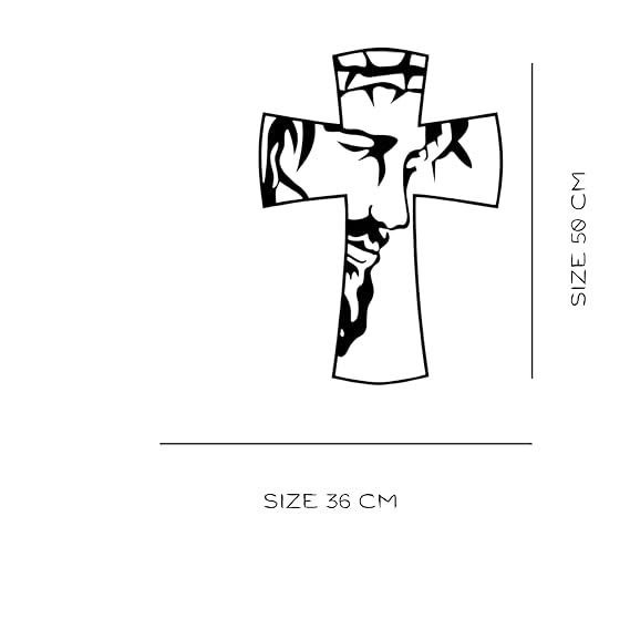Jesus on Cross Symbol Metal Wall Art | Religious Christian Wall Decor | Faith-Inspired Jesus Crucifix | Christian Home (50x36x1.5 CM)