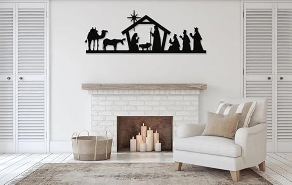 BLIND SHOP Nativity Metal Wall Decor, Nativity, Nativity Sign, Nativity Star, Jesus, Jesus, Christian, Christian Art, Christmas, Gift (40x15x1.5