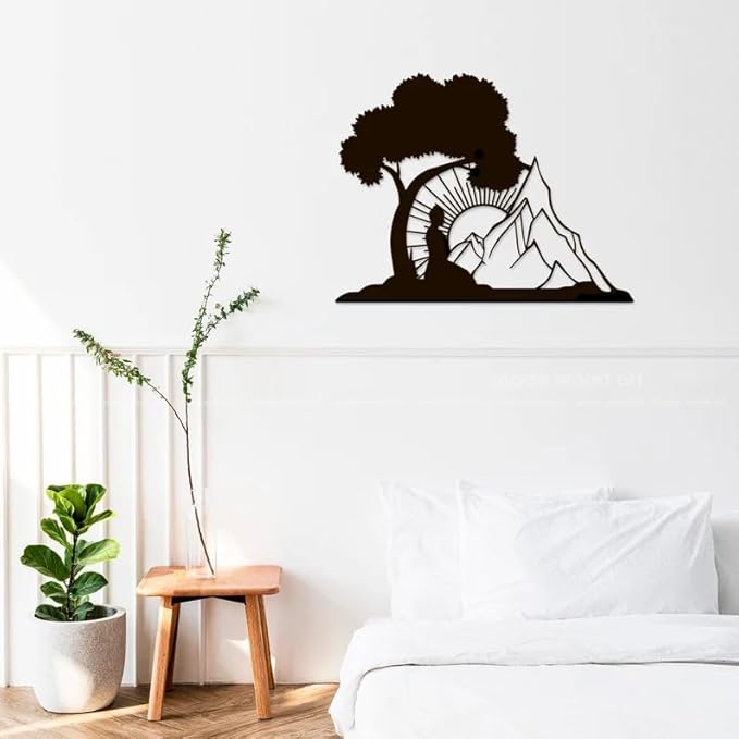 Metal Buddha Wall Art, Meditation Decor, Zen Wall Art, Yoga Lover Gift, Spiritual Wall Art, Asian Wall Art, Yoga Sign, Relaxing Wall Art - My Store