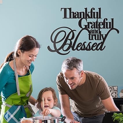 BLIND SHOP Blessed Wall Decor – Home Thankful Iron Wall Decor Blessed Wall Signs for Home Decor Entry Way