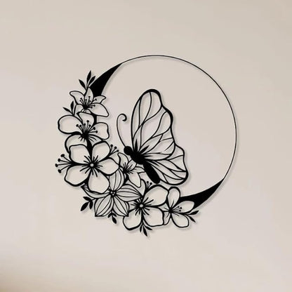 Flowers Ring Butterfly Metal Wall Art, butterfly Tree Decor, Wildlife Wall Art, Large Wall Art, Above Fireplace Decor,Animal Decor, butterfly Lover Gift,Man Cave Gift - My Store